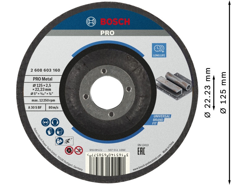 BOSCH PRO Disc de tăiere pentru metal 125 x 2,5 x 22,2 mm A 30 S BF - 1 | YEO