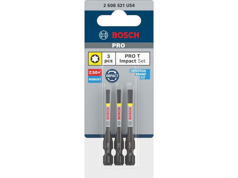 BOSCH PRO Impact bit punct set 3 piese T10 / T15 / T20 x 55 mm 1/4" Hex - 1 | YEO