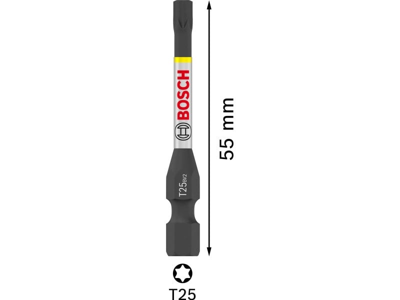 BOSCH PRO Nit de impact T25 x 55 mm Tic Tac în cutie 1/4" Hex (15 buc)