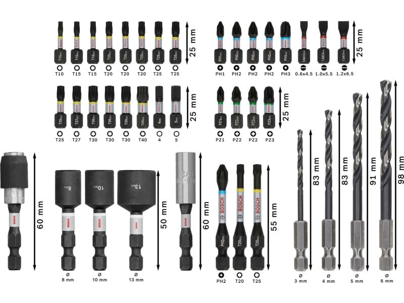 BOSCH PRO Set de biți și burghie de impact 40 piese 1/4" Hex - 2 | YEO