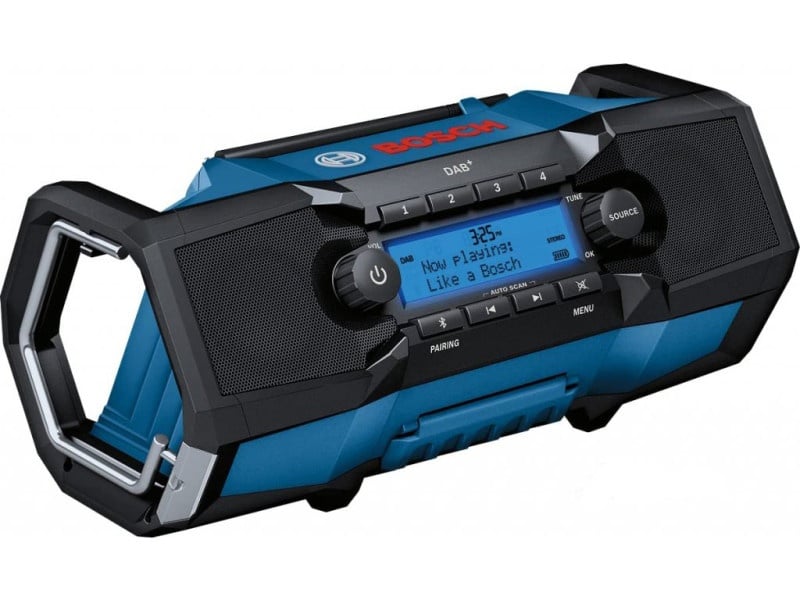 BOSCH Radio digital GB 18V-2 SC în cutie de carton (DAB+, Bluetooth, FM și AUX) IP 54