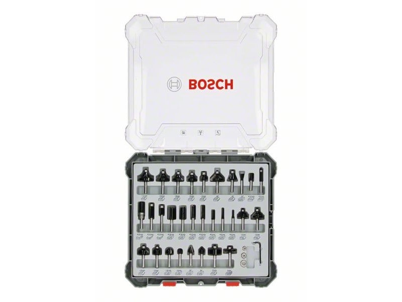 BOSCH Set de tije de frezat, deschidere: 8 mm, 30 bucăți