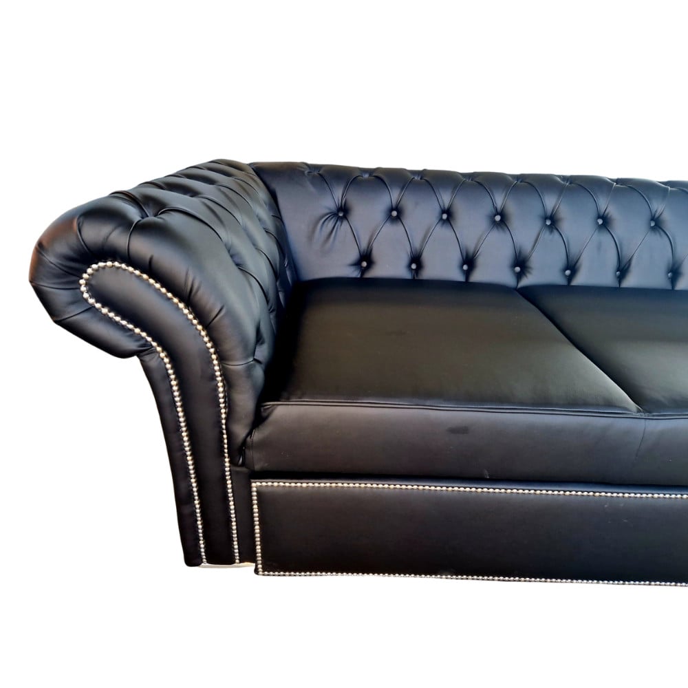 Canapea Extensibila Chesterfield, 250x100x75cm, 3 locuri, Cayenne 1114 Black, Glasspandoor - 3 | YEO