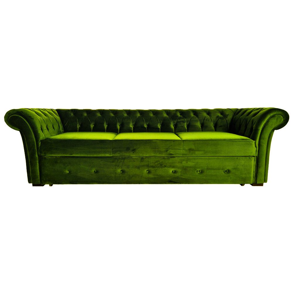 Canapea Extensibila Chesterfield, 250x100x75cm, 3 locuri, Velutto 09 Olive, Glasspandoor - 2 | YEO