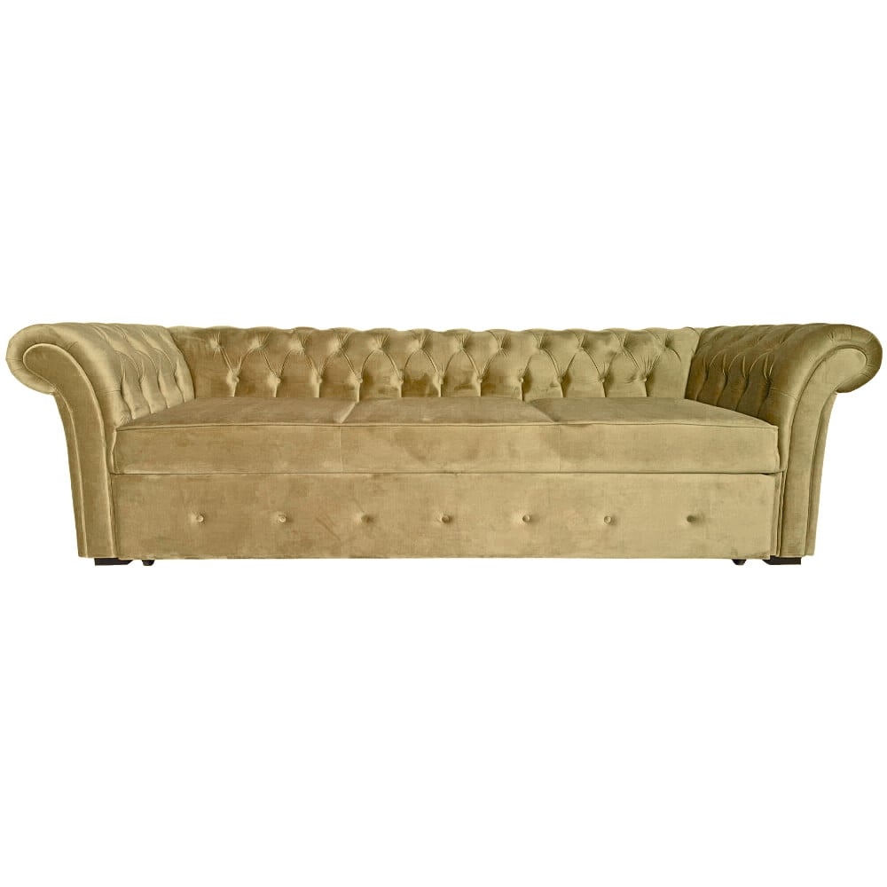 Canapea Extensibila Chesterfield, 250x100x75cm, 3 locuri, Velutto 31 Teak, Glasspandoor - 3 | YEO