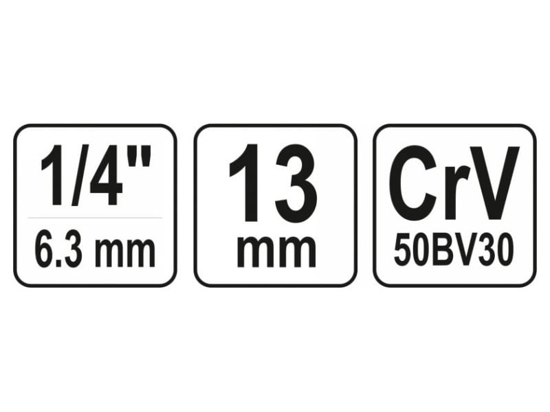 Cheie tubulară YATO 1/4" 13 mm CrV - 2 | YEO