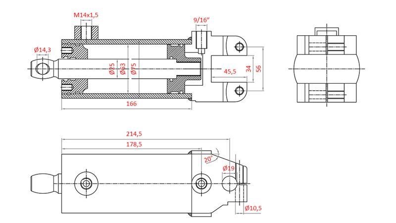 Cilindru servodirectie pentru Massey Ferguson cod OEM 1605121M91, 1605121M92, 532193M91, 3773711M91, Cod: DISKU76