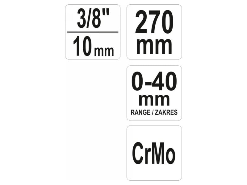 Clește de prindere YATO 3/8" 270 mm 0-40 mm CrmO