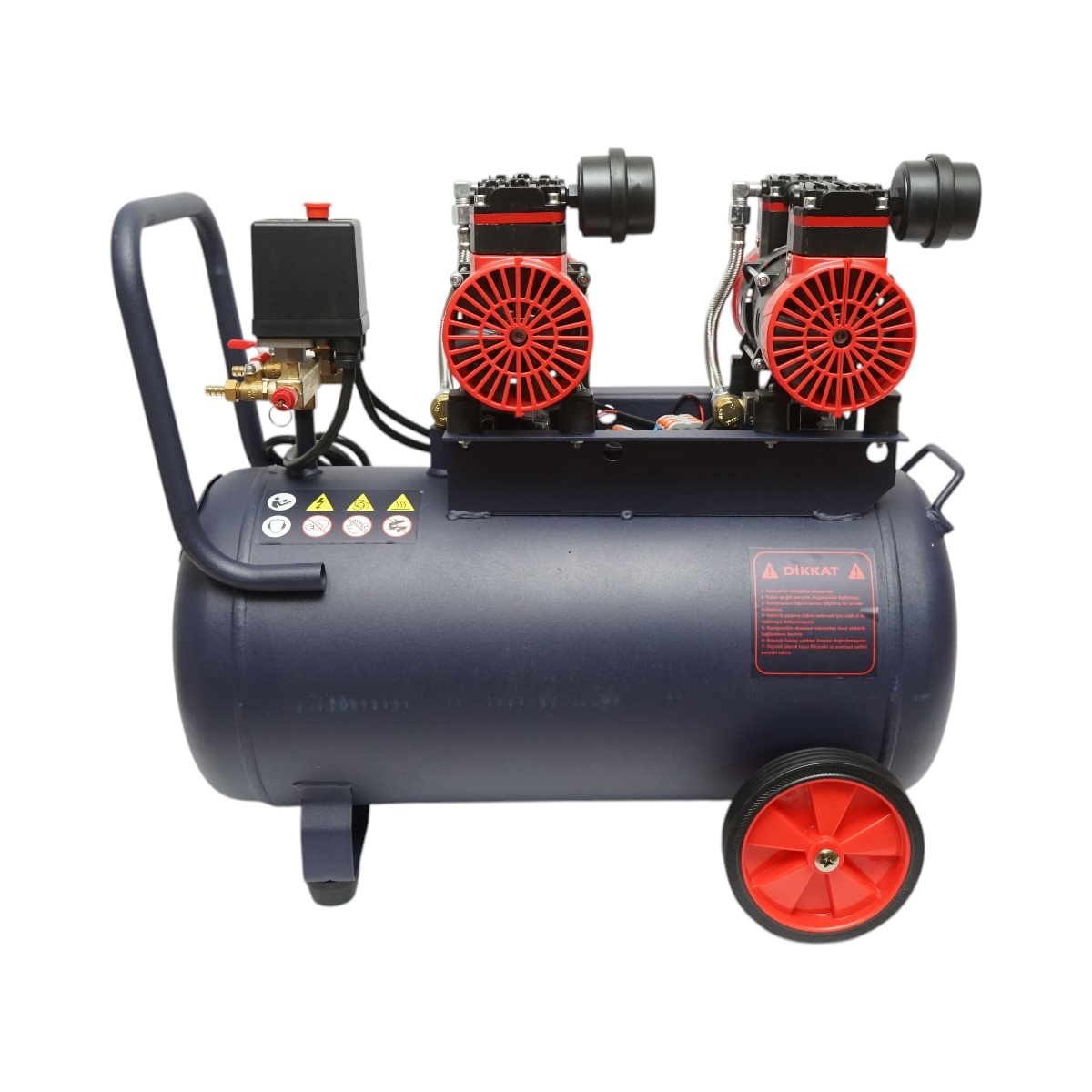 Compresor aer 50L fara ulei silentios, 2 motoare 4 cilindri 1.5KW/2CP, presiune maxima 8 bar, volum aer aspirat 170L/min, Cod: BK87729, BRECKNER GERMANY - 2 | YEO