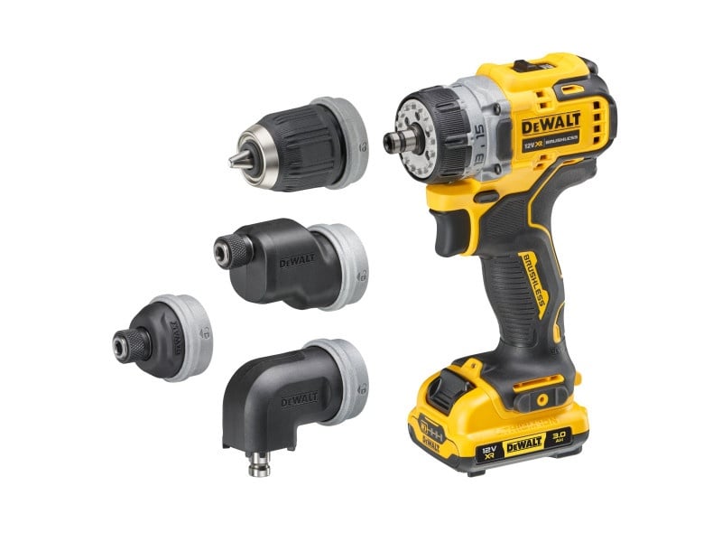 DEWALT burghiu fără fir cu cap înlocuibil 12 V (2 baterii 3.0 Ah + încărcător + TSTAK) DCD703L2T