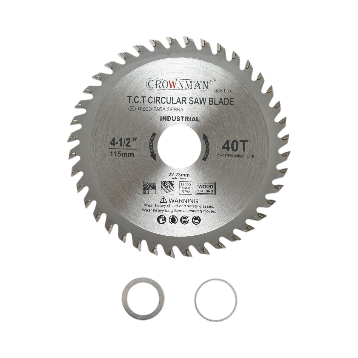 Disc circular vidia pentru lemn 115x22.23mm, viteza max. 13200rpm, 40 dinti, industrial , Cod: DISPT23, Marca: CROWNMAN