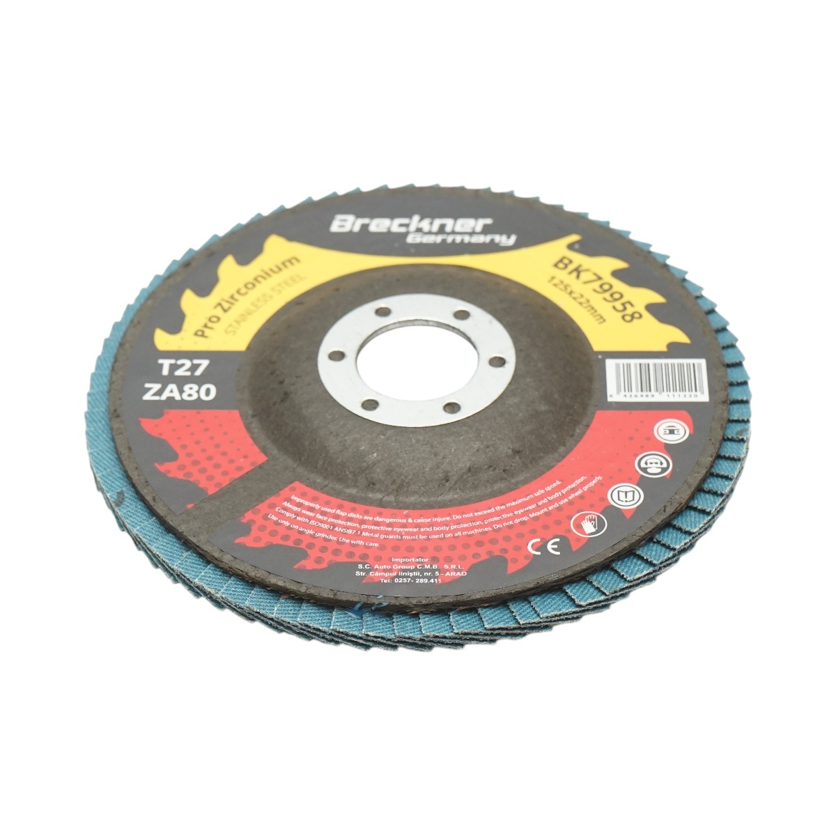 Disc lamelar abraziv cu zirconiu T27 ZA80, 125x22mm pentru slefuire/polizare metal si inox , Cod: BK79958, Breckner Germany - 2 | YEO