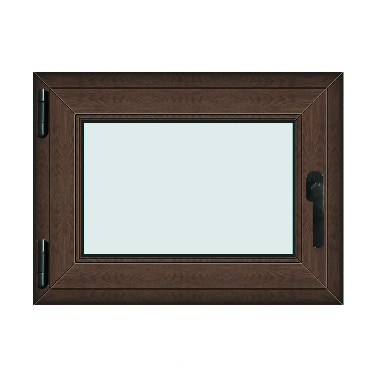 Fereastra 80x60cm, 1 canat, wenge (tabac), stanga si rabatare, Klass, 7cm, 6 camere, 2 garnituri