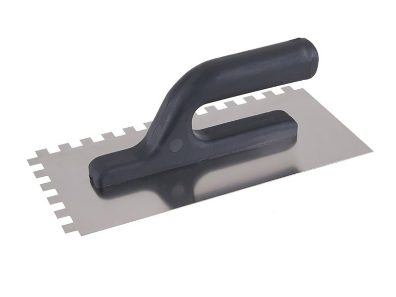 Fier de netezit zimțat 125 x 270 mm inox 10 x 10 mm cu mâner din plastic