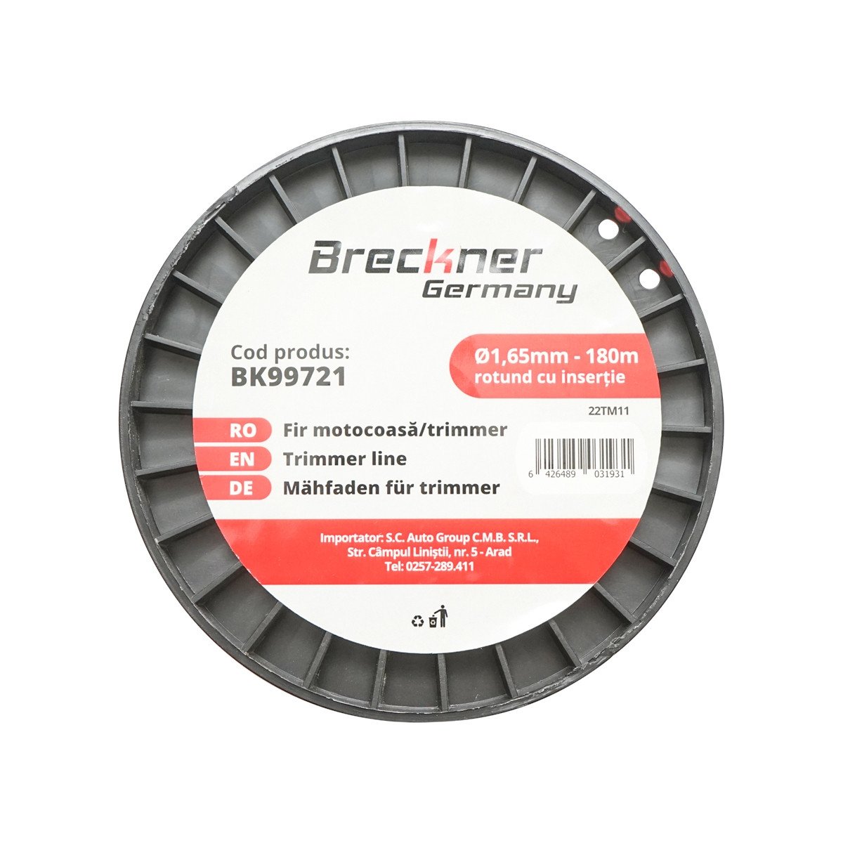 Fir rotund pentru motocoasa, 1.65 mm x 180 m, Cod: BK99721, Brand: BRECKNER GERMANY - 1 | YEO