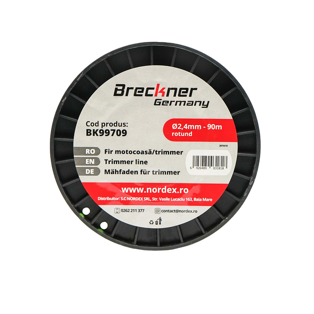 Fir rotund pentru motocoasa, 2.4 mm x 90 m, Cod: BK99709, Brand: BRECKNER GERMANY