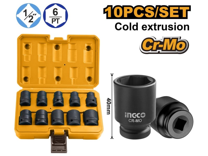 INGCO set 10 piese 1/2" 10-24 mm CrMo