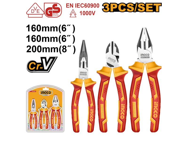 INGCO Set clește izolat 3 piese până la 1000 V izolat