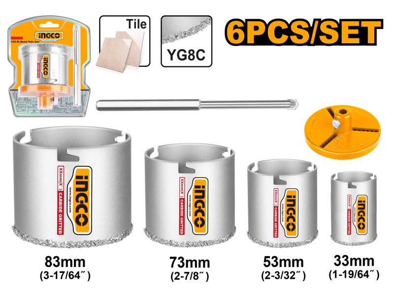 INGCO Set de freze circulare diamantate 6 piese 33-83 mm - 1 | YEO
