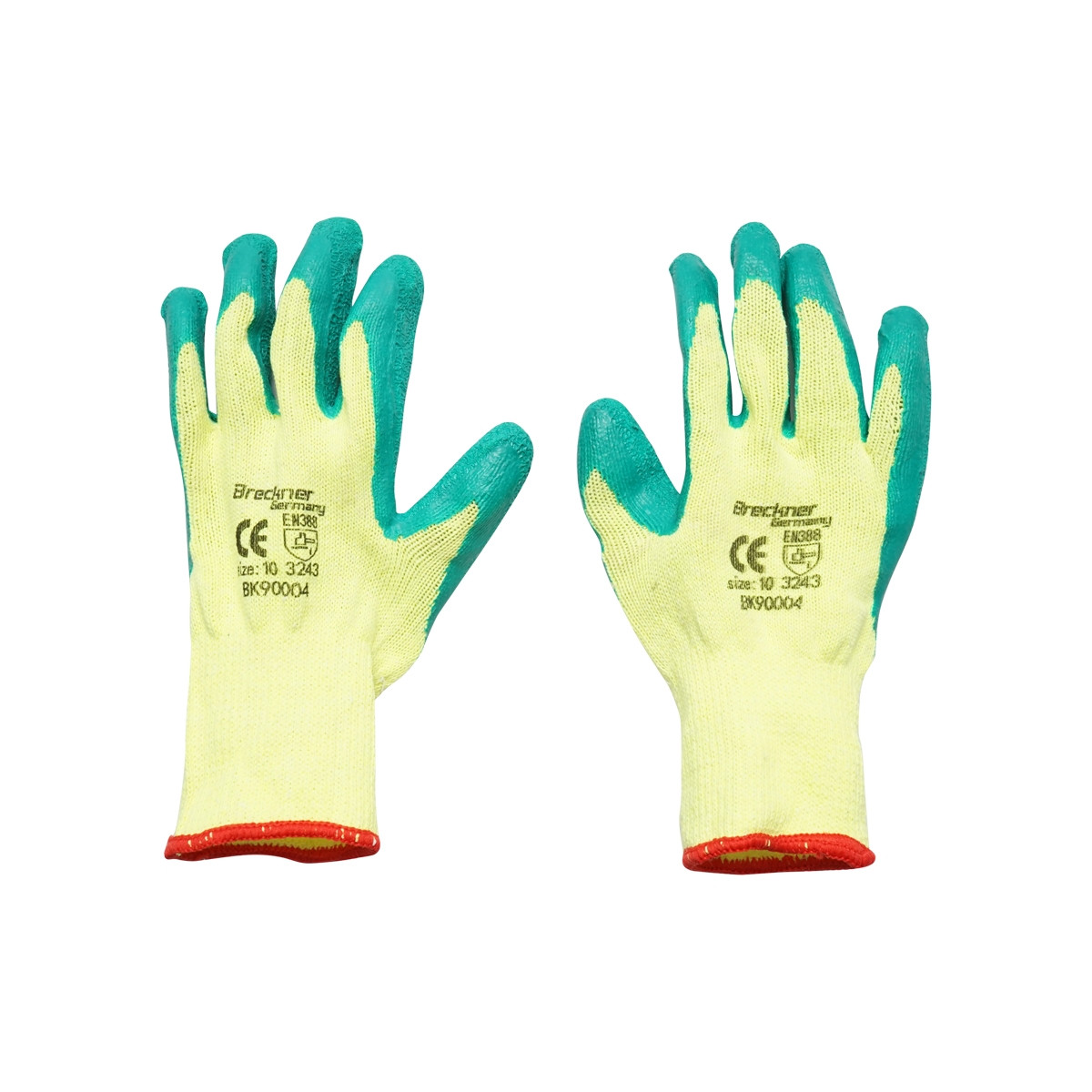 Manusi de protectie bumbac latex galben-verde marimea 10, Cod: BK90004, BRECKNER GERMANY - 1 | YEO