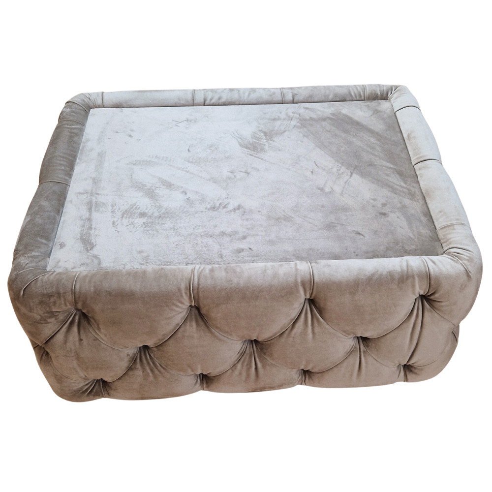 Masuta Chesterfield, 80x60x30cm, Velutto 02 Beige, Glasspandoor