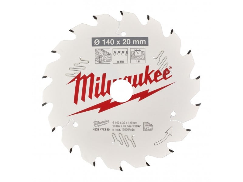 MILWAUKEE Lamă de ferăstrău pentru lemn 140 x 20 x 1,6 mm / 18T ATB