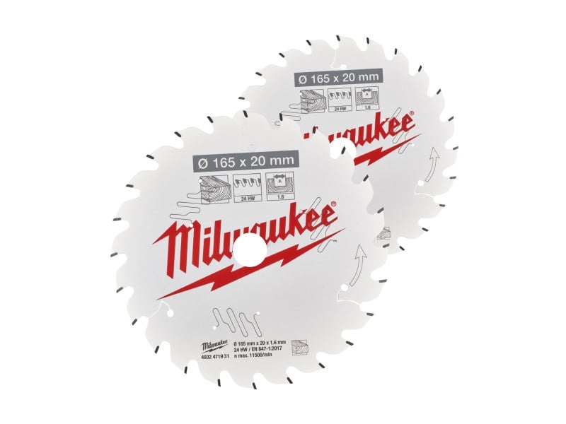 MILWAUKEE Lamă de ferăstrău pentru lemn 165 x 20 x 1,6 mm /40T ATB (2 bucăți)