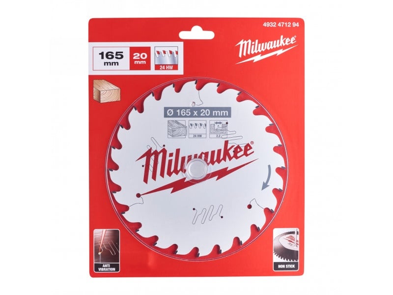 MILWAUKEE Lamă de ferăstrău pentru lemn 165 x 20 x 2,2 mm / 24T ATB