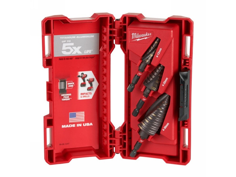 MILWAUKEE Set de burghie pentru trepte 3 piese 4-12 + 4-20 + 4-30