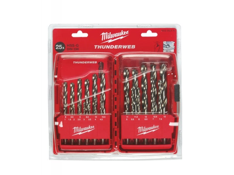 MILWAUKEE Set de burghie spiralate 25 piese 1,0-13,0 mm HSS-G DIN 338 - 1 | YEO