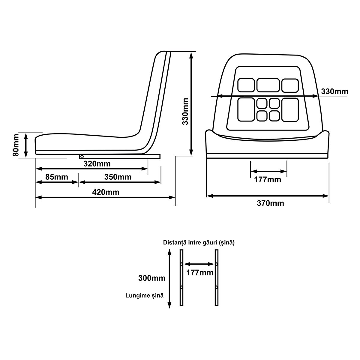 Scaun universal stivuitor si tractor cu sina de reglare fata-spate , Cod: DISFE21, Brand: UTB