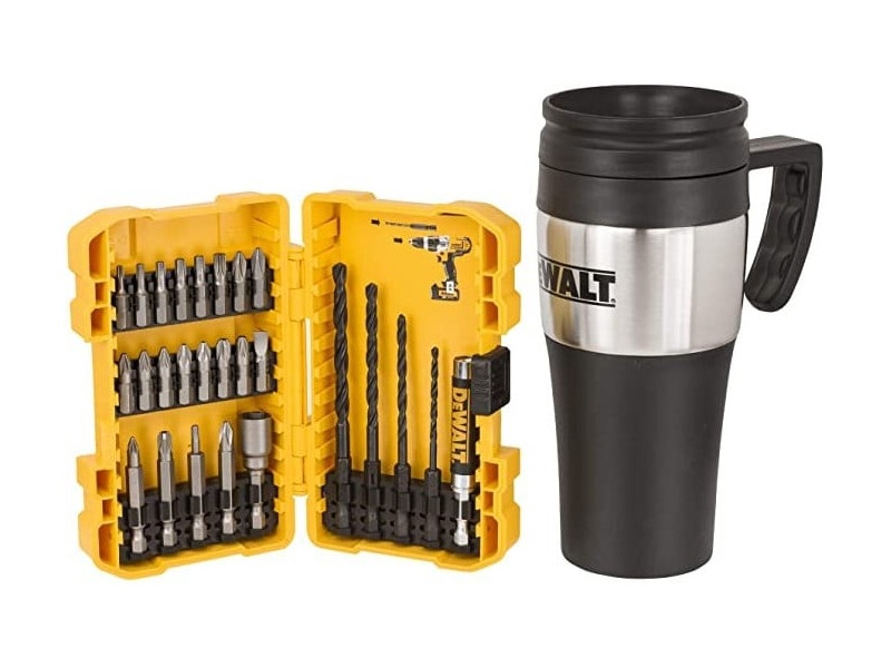 Set ascuțitoare DEWALT 25 piese + cană de cafea