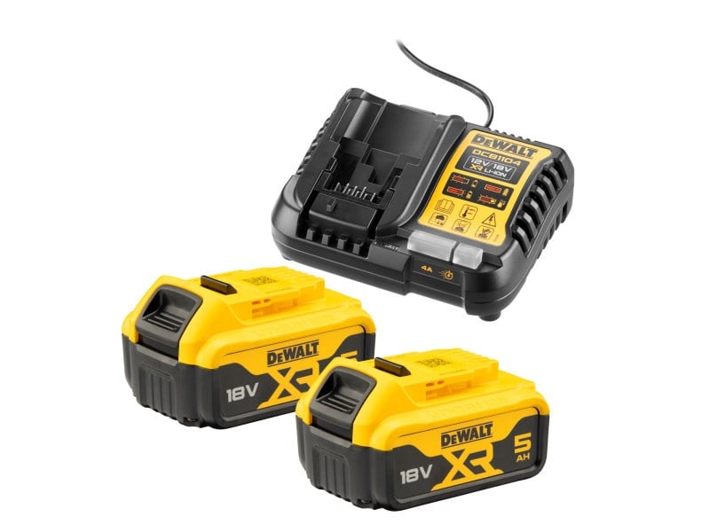 Set baterie și încărcător DEWALT XR 18 V (2 baterii de 5 Ah) DCB1104P2