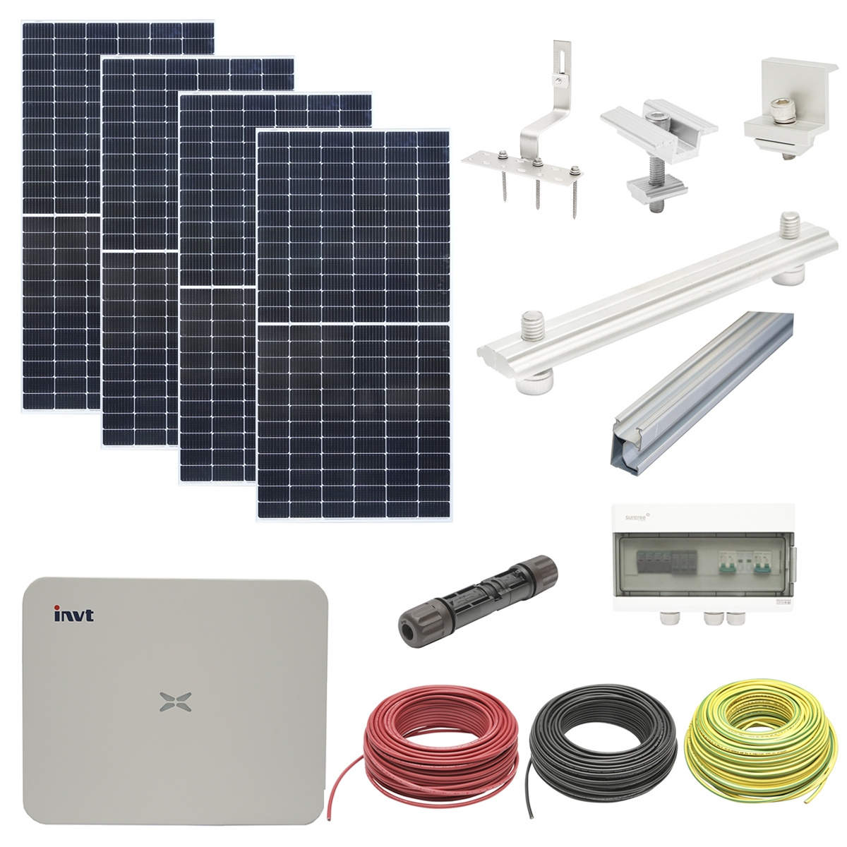 Sistem solar fotovoltaic trifazic, prosumator ON-GRID 5KW cu 12 panouri fotovoltaice Risen 450W prindere pe acoperis de tigla, Cod: KIT5KW-XG5KTR.2, Brand: INVT