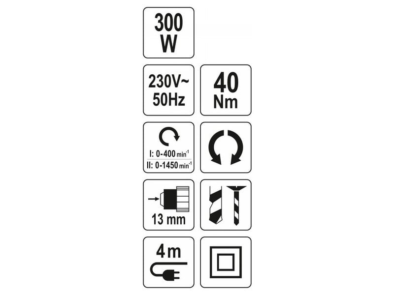 Șurubelniță cu burghiu YATO 13 mm 40 Nm 300 W