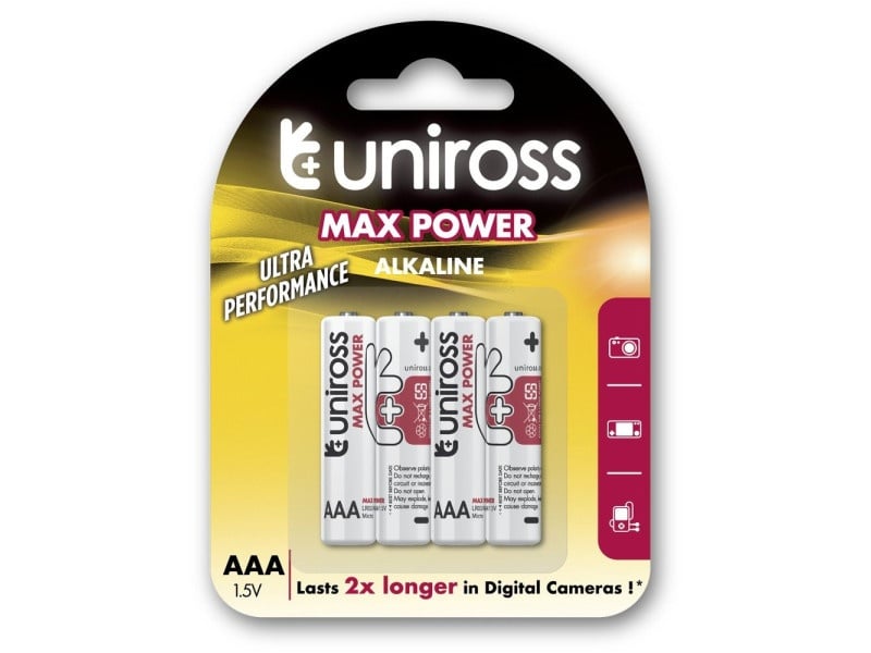 UNIROSS AAA/micro baterii alcaline de lungă durată 1,5 V (4 buc)