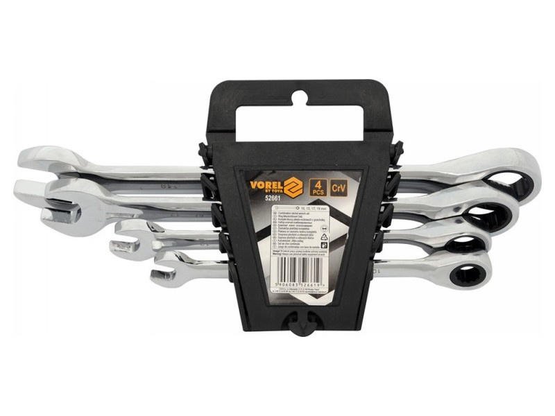 VOREL Set cheie stea cu clichet 4 piese (10-19 mm) CrV