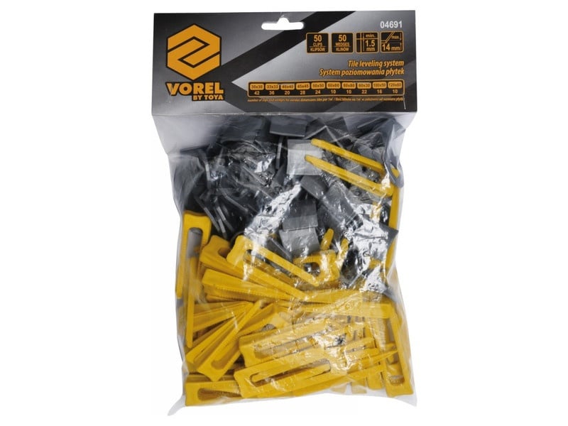 VOREL Tile Trowel Set 100 bucăți (50 picioare + 50 pene)