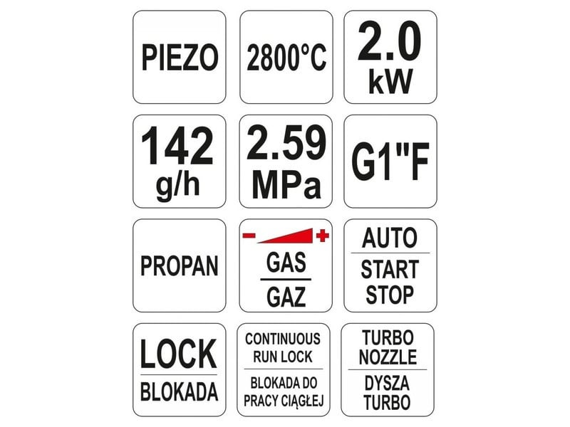 YATO Arzător cu gaz piezo 2kW 2800°C