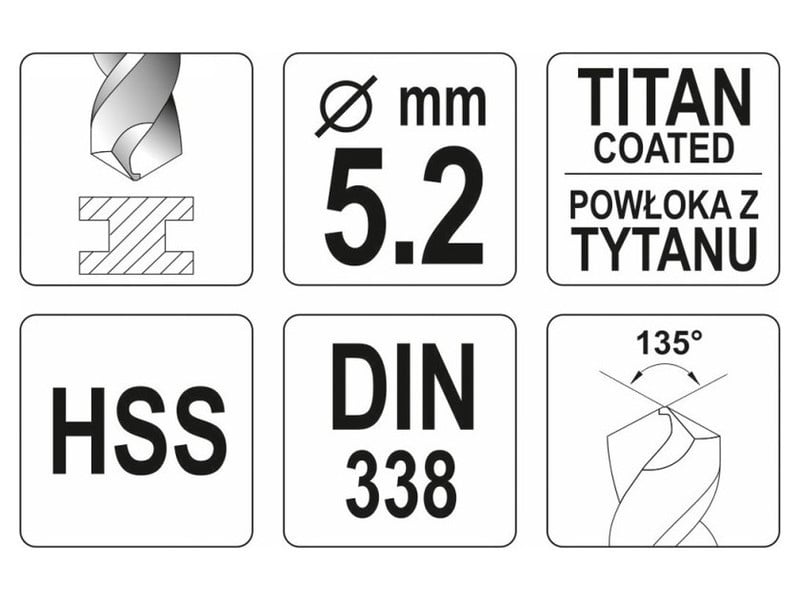YATO Auger 5,2 x 86/52 mm HSS TiN