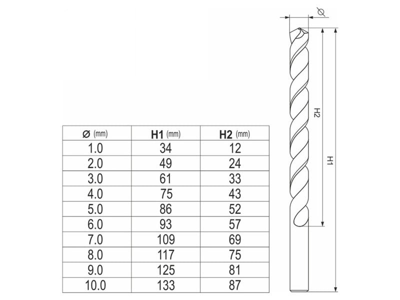 YATO Auger set 10 piese 1-10 mm HSS Co - 4 | YEO