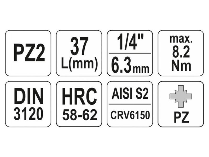 YATO Bit cheie tubulară Pozidriv 1/4" PZ2 CrV