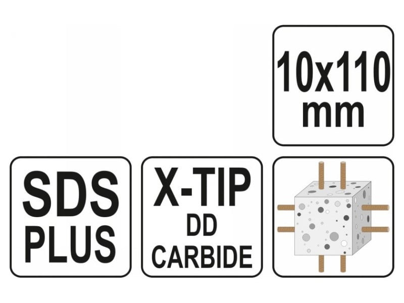 YATO Burghiu pentru piatră 10 x 110/50 mm pătrat SDS-Plus - 2 | YEO
