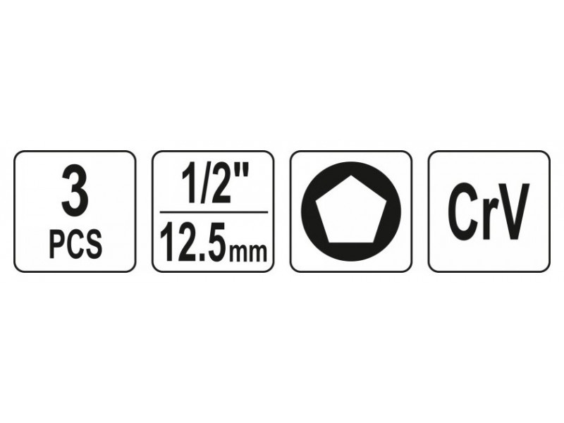 YATO caliper socket set 3 piese 1/2" CrV