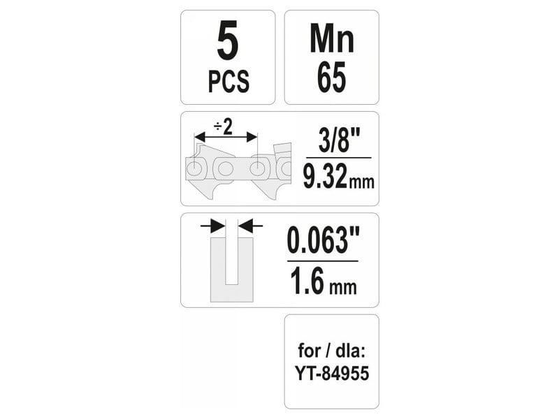 YATO Chainsaw chain link 3/8" 1,6 mm (5 bucăți)