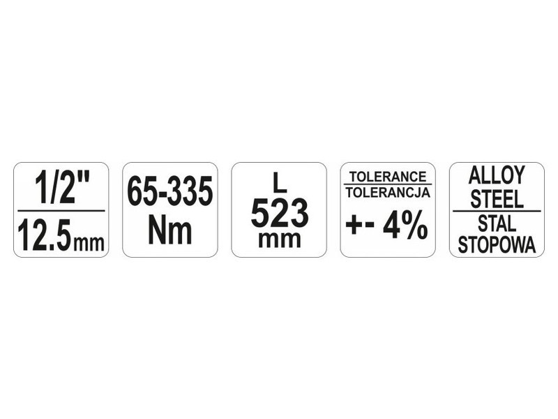 YATO Cheie dinamometrică 1/2" 65-335 Nm / 518-540 mm