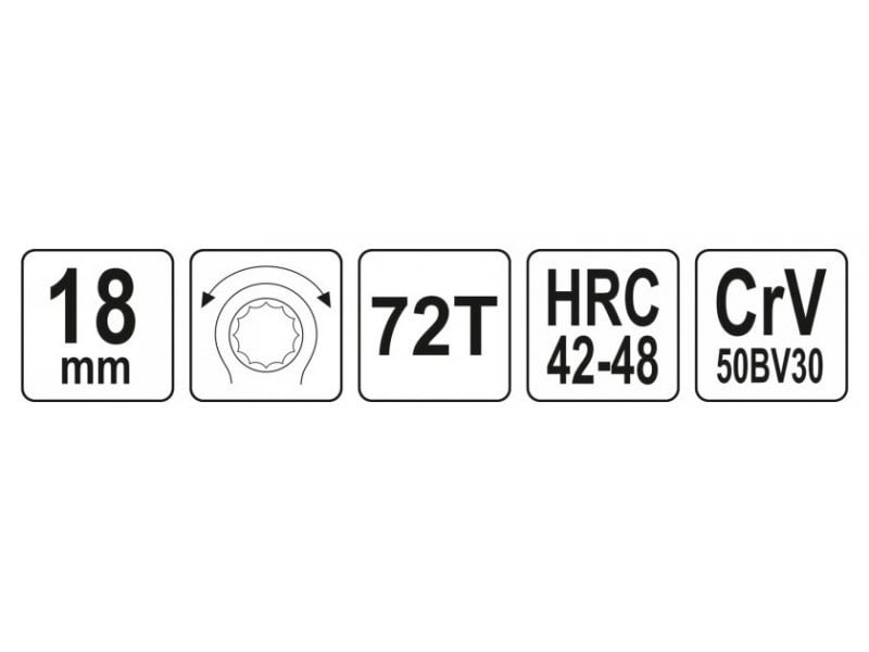 YATO Cheie stea cu clichet 18 mm / 225 mm CrV - 3 | YEO