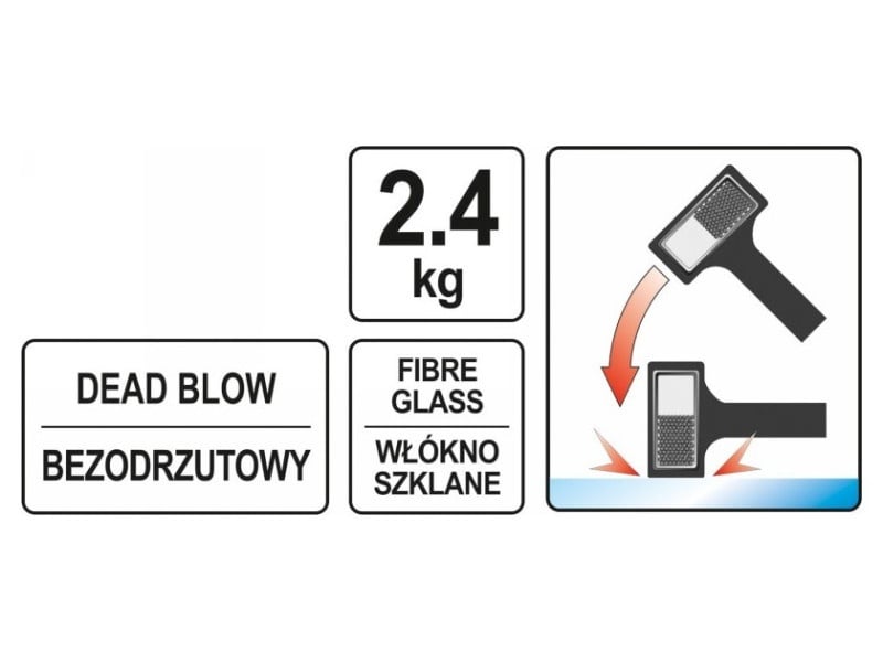 YATO ciocan de cauciuc 2400 g fără recul 70 x 70 x 140 mm - 2 | YEO