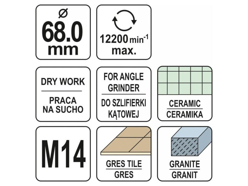 YATO Cutter circular cu diamant 68 mm M14 - 3 | YEO