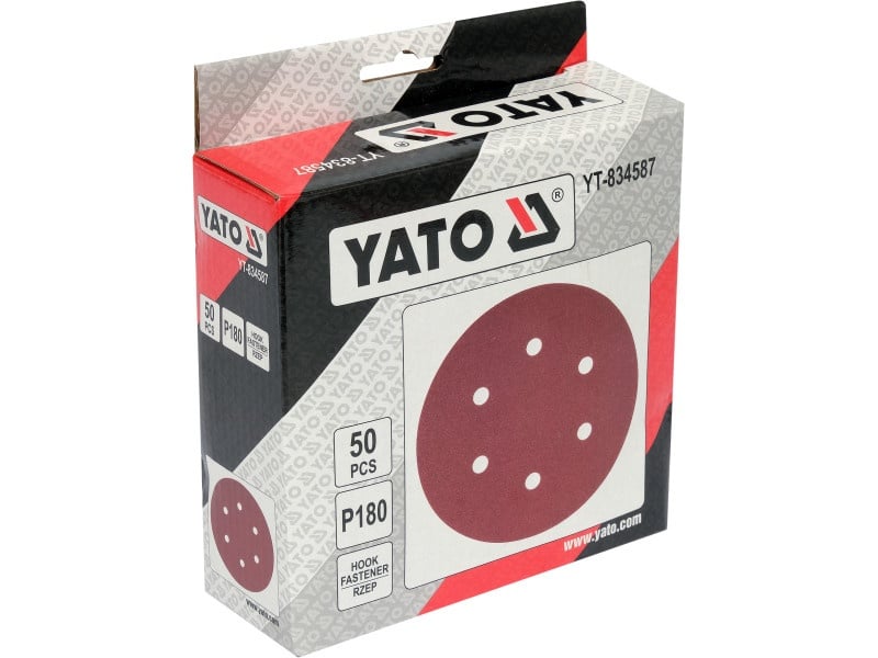 YATO Disc de fixare Velcro 150 mm / P180 6 găuri (50 buc)